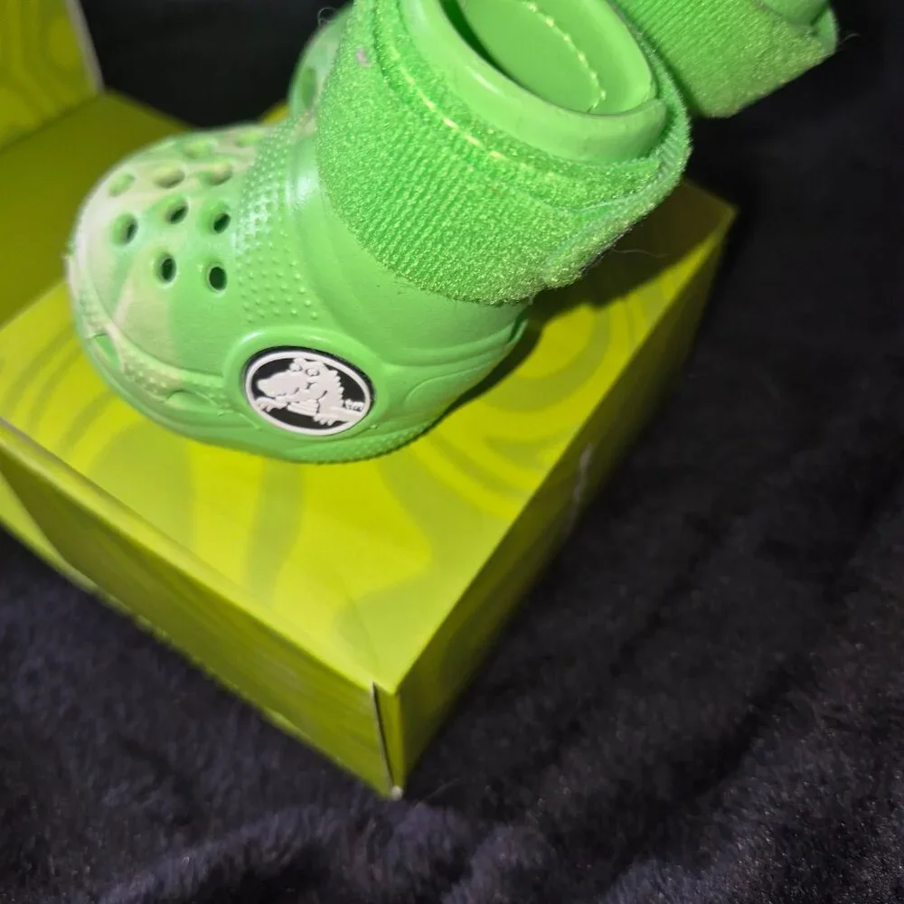 CROCS Lime Green Dog Boot with Velcro Ankle Strap
